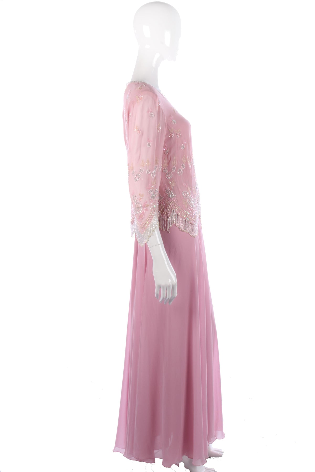 Amazing vintage Frank Usher pink beaded top and skirt - Ava & Iva