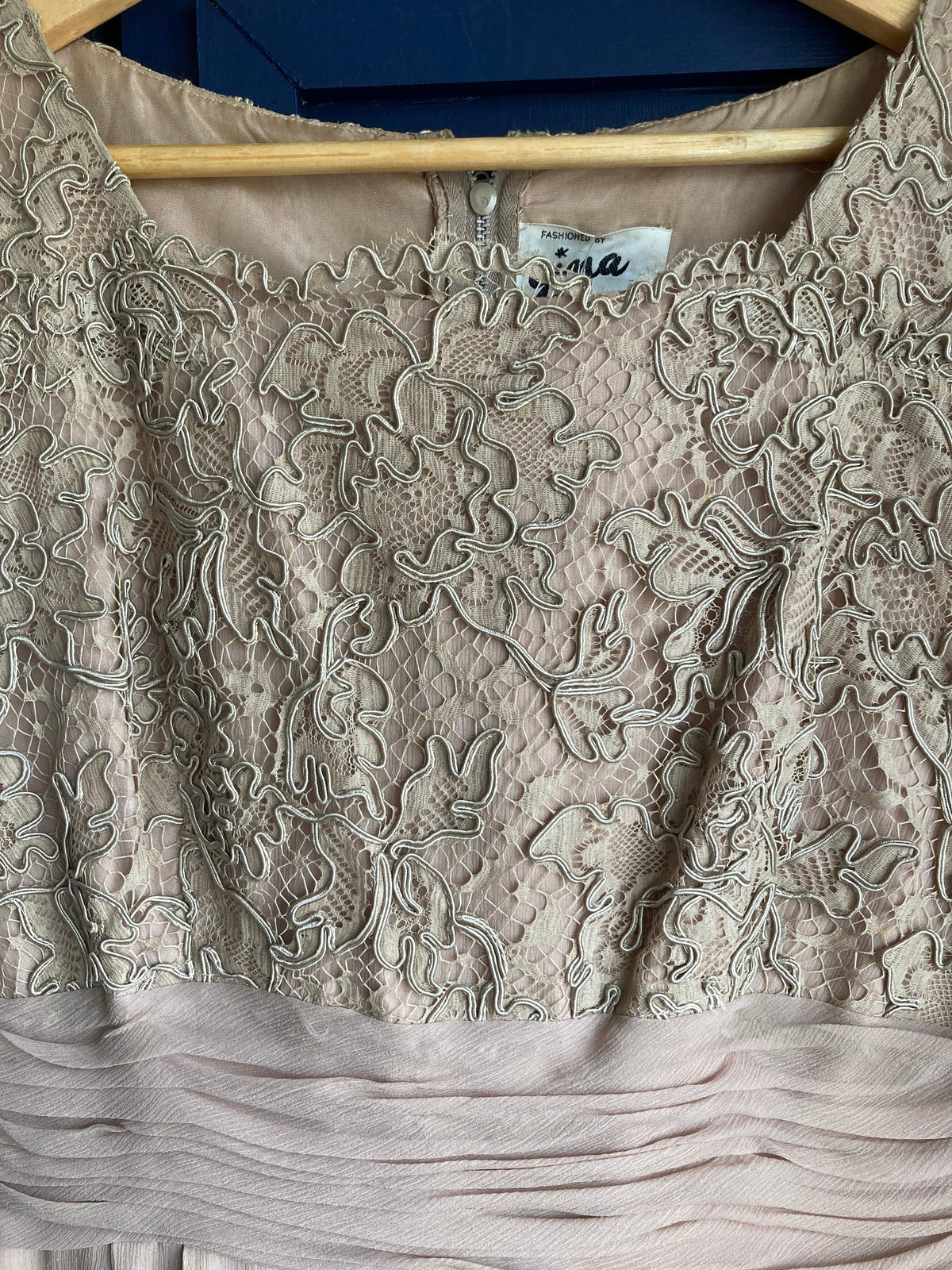 Gina Taupe Capped Sleeved Dress UK Size 12 - Ava & Iva