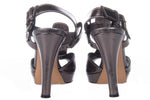 Russell and Bromley Grey Metallic Leather Peep Toe Heels Size 39 (UK 5.5) - Ava & Iva