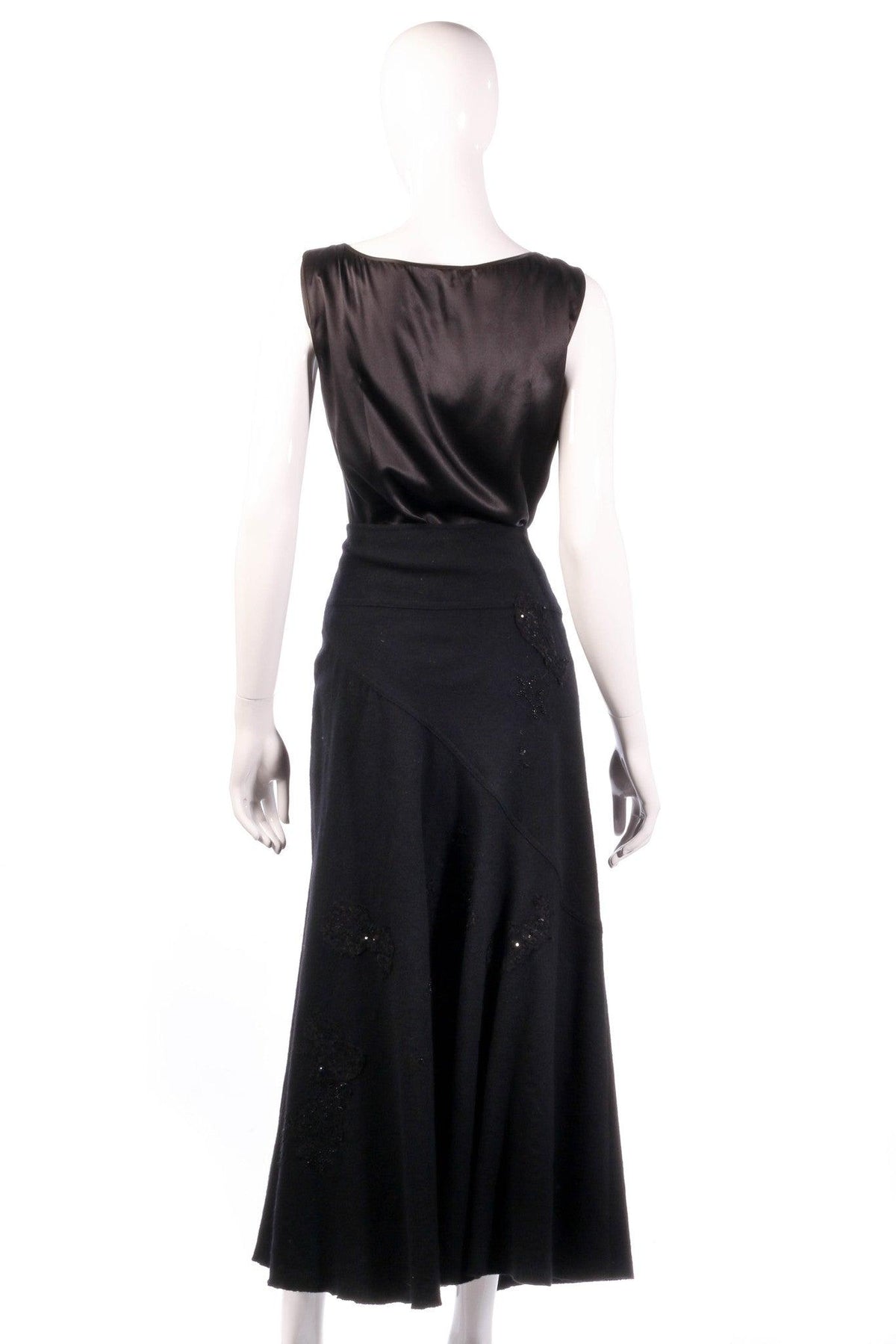 Black wool beaded skirt size 10 back