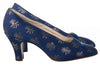 Marshall and Snellgrove Vintage Blue and Gold Brocade Shoes set UK Size 4. - Ava & Iva