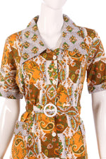 Berkertex brown and orange pattern dress detail