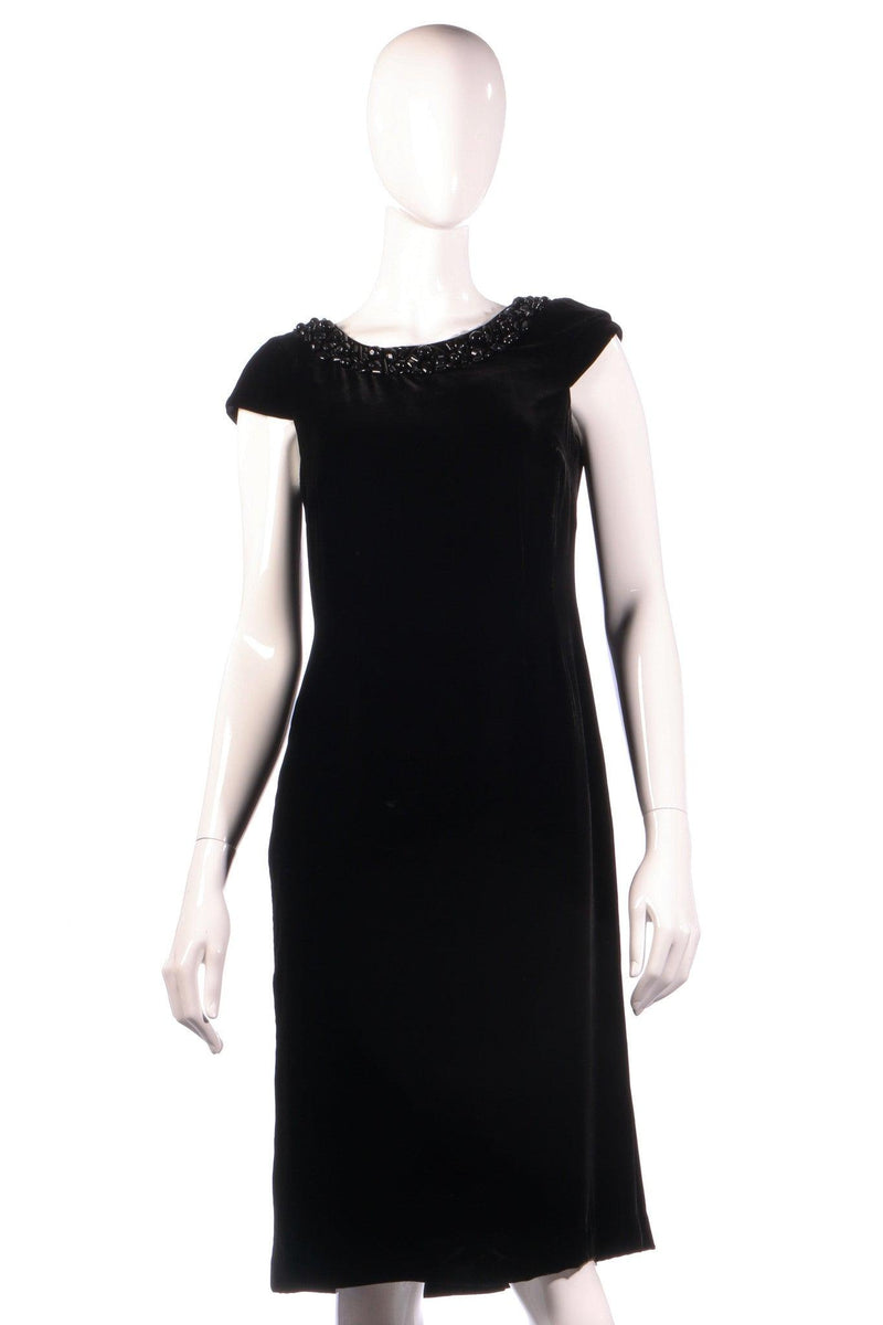 New black velvet hobbs dress size 10 with bead detail