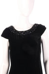 New black velvet hobbs dress size 10 with bead detail detail