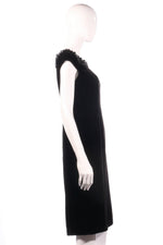 New black velvet hobbs dress size 10 with bead detail side