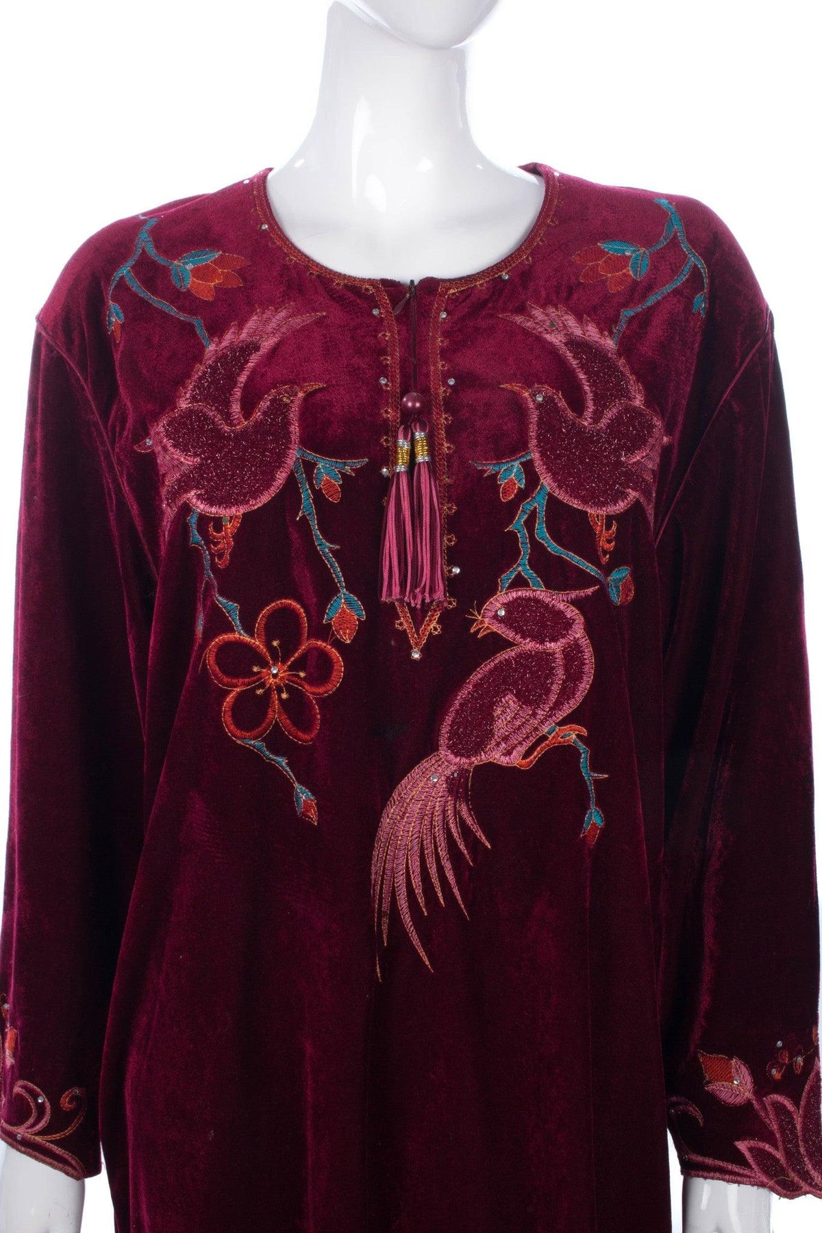 Zen Magic Velvet Tunic Dress Burgundy Size L-XL - Ava & Iva