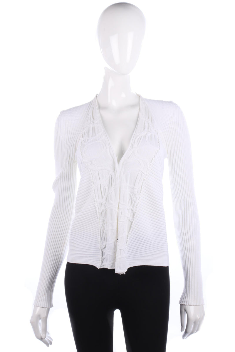 She's So Cardigan Ribbed Design White Size 42. Italian Designer Knitwear - Ava & Iva