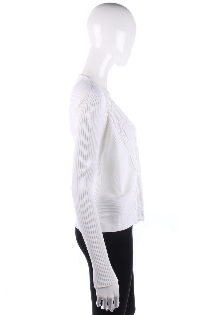 She's So Cardigan Ribbed Design White Size 42. Italian Designer Knitwear - Ava & Iva