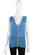Vintage crochet blue vest size M/L - Ava & Iva