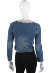 Fabulous Ochirly Blue Denim Jacket with Crotchet Collar Size S - Ava & Iva