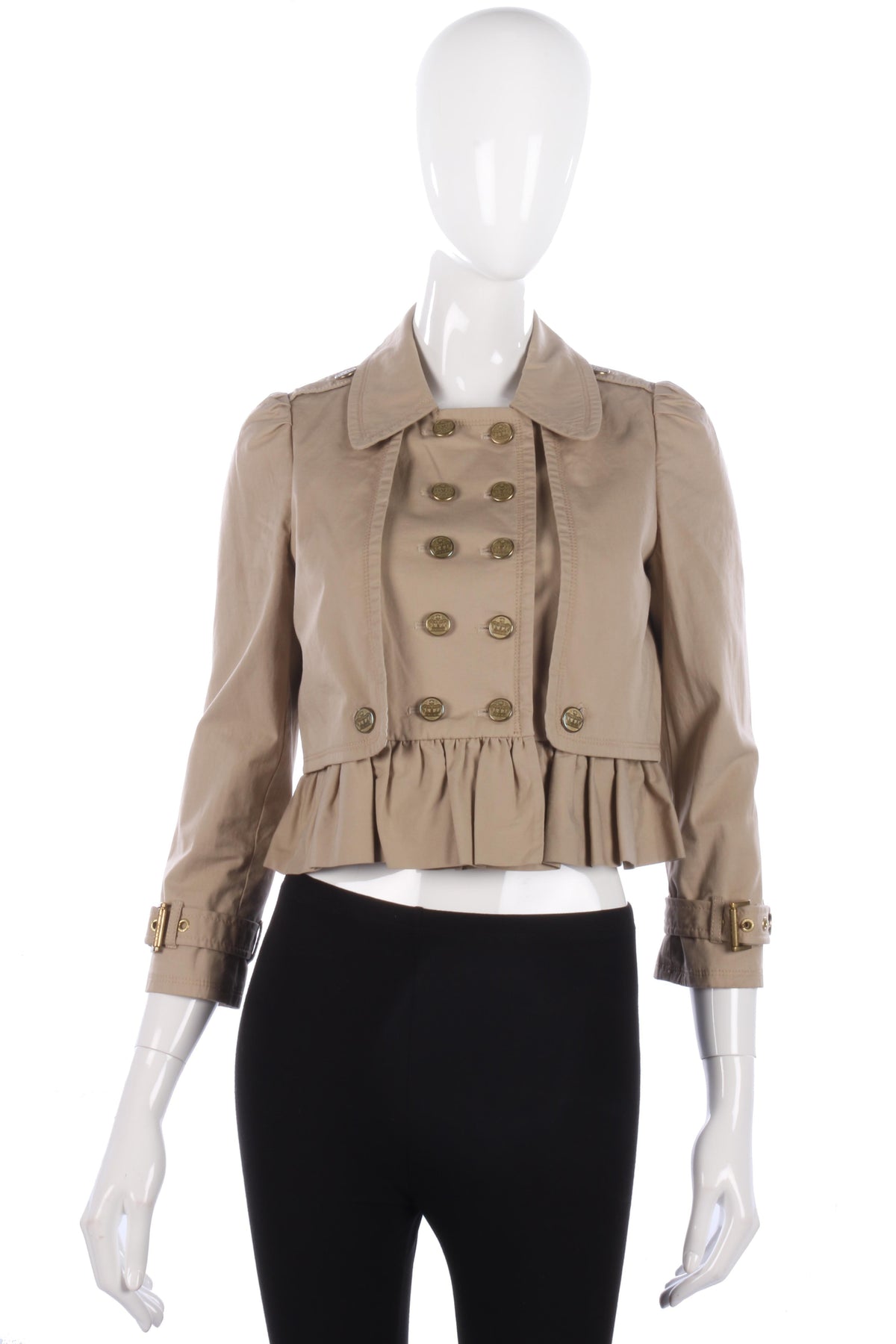 Juicy Couture Cropped Jacket Ruffle Hem Cream Cotton Size S - Ava & Iva