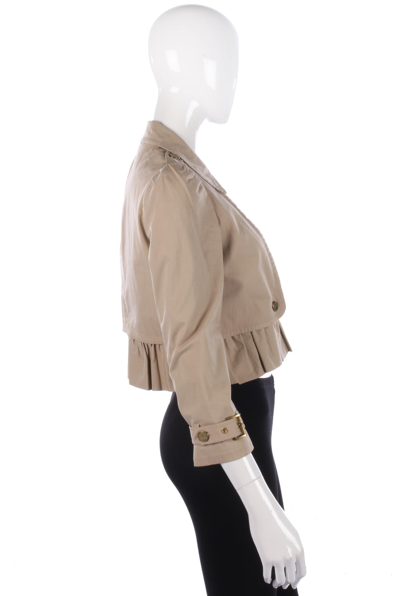 Juicy Couture Cropped Jacket Ruffle Hem Cream Cotton Size S - Ava & Iva