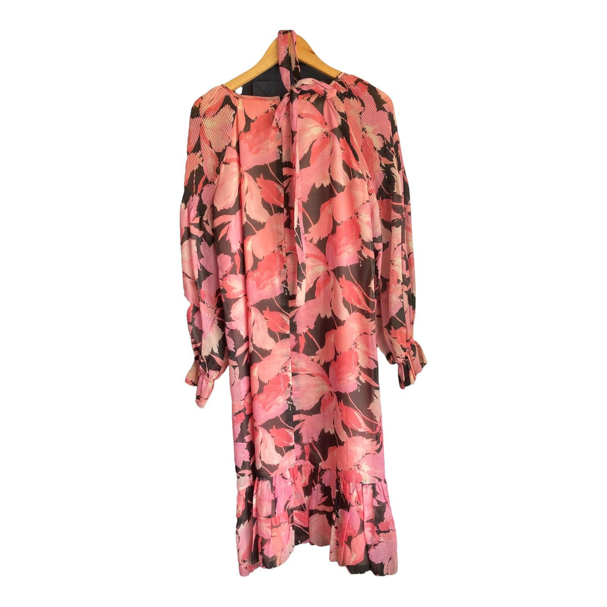 Kitty Copeland Pink Floral Long Sleeved Dress UK Size 14 - Ava & Iva