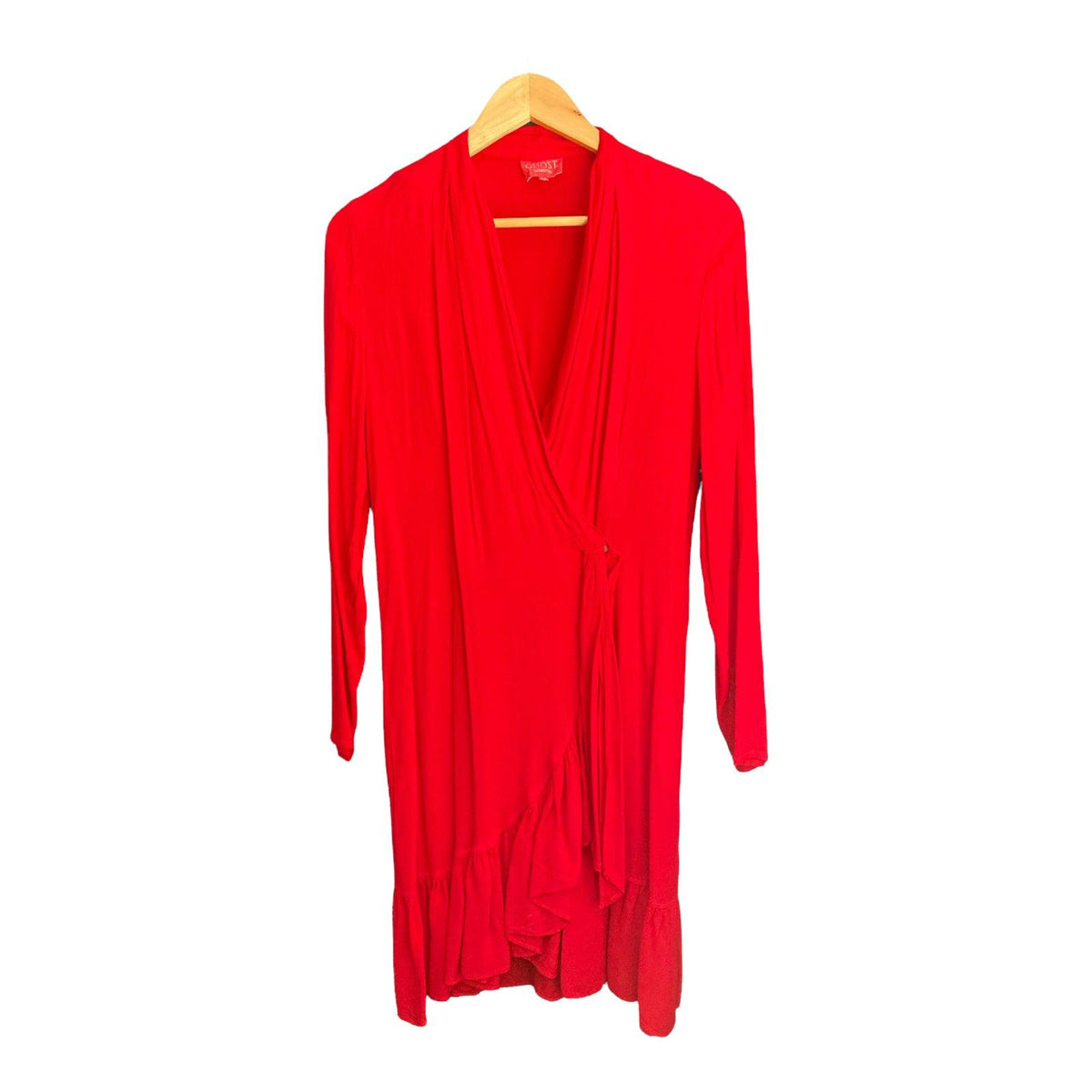 Ghost Red Wrap Style Long Sleeved Dress UK Size 12 - Ava & Iva