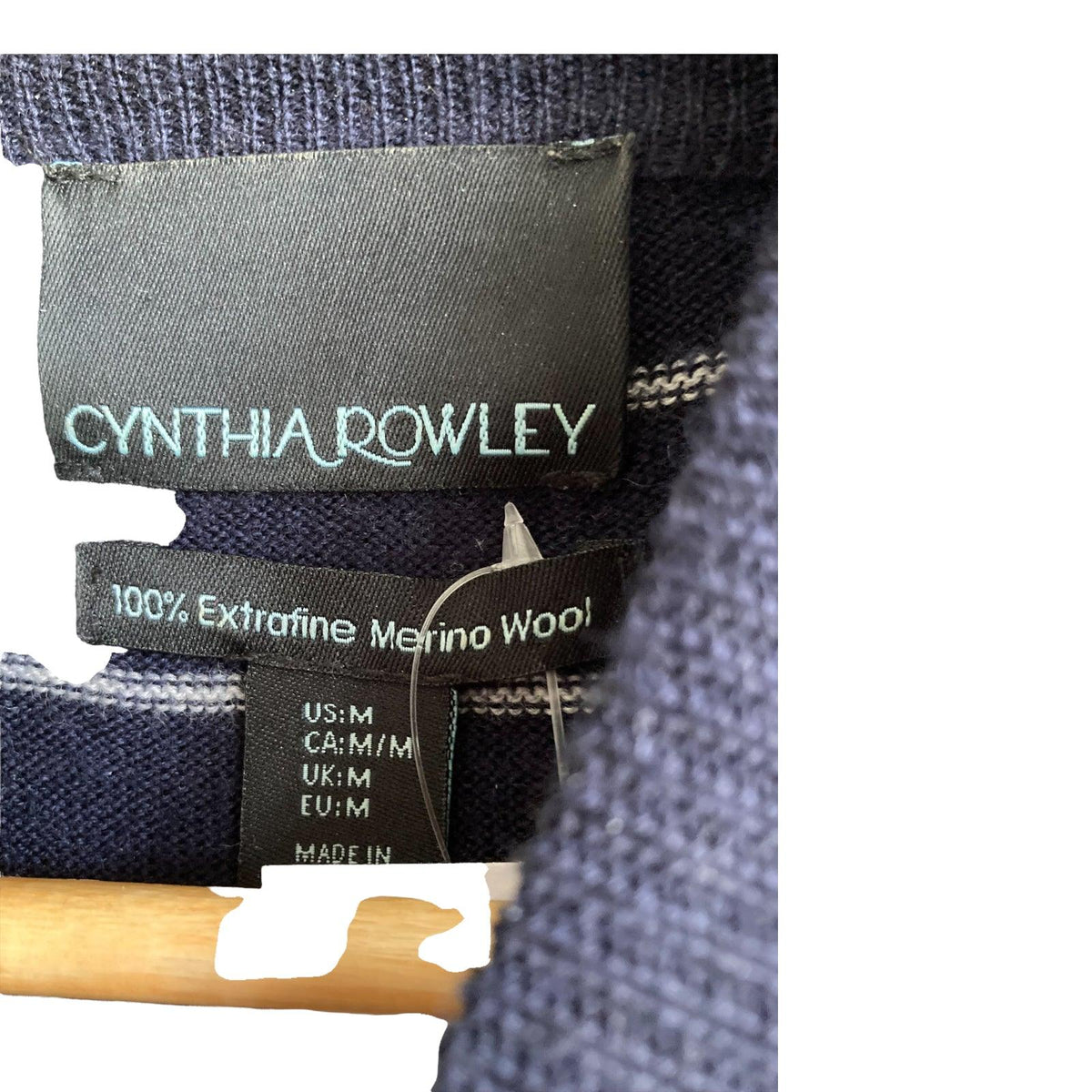 Cynthia Rowley Merino Wool Navy And White Long Sleeved Dress UK Size Medium - Ava & Iva