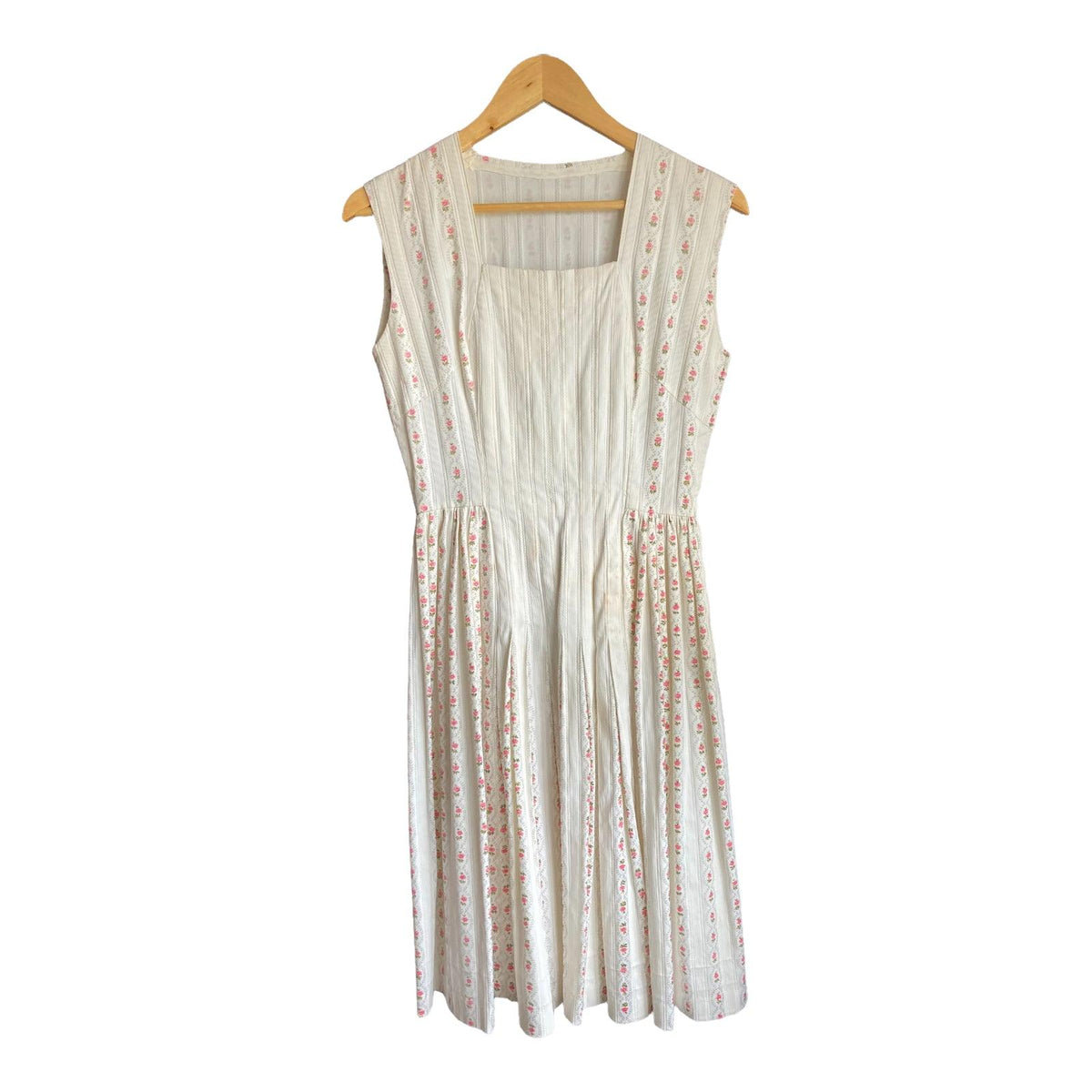 Vintage White Floral Sleeveless Dress UK Size 10 - Ava & Iva