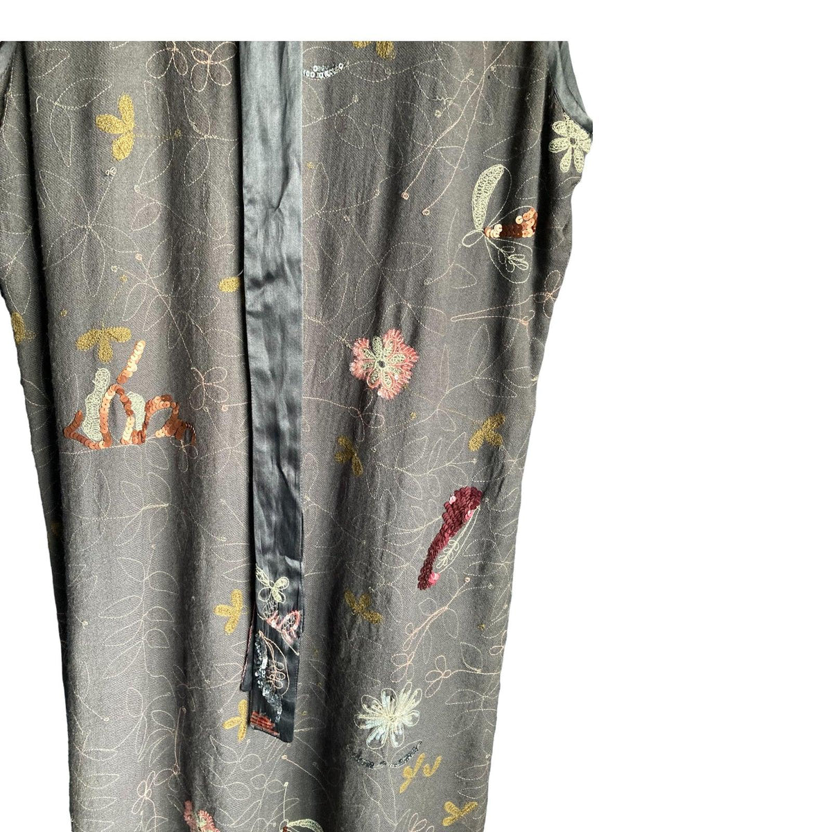 Rutzou Wool Brown Embellished Sleeveless Dress UK Size 12 - Ava & Iva