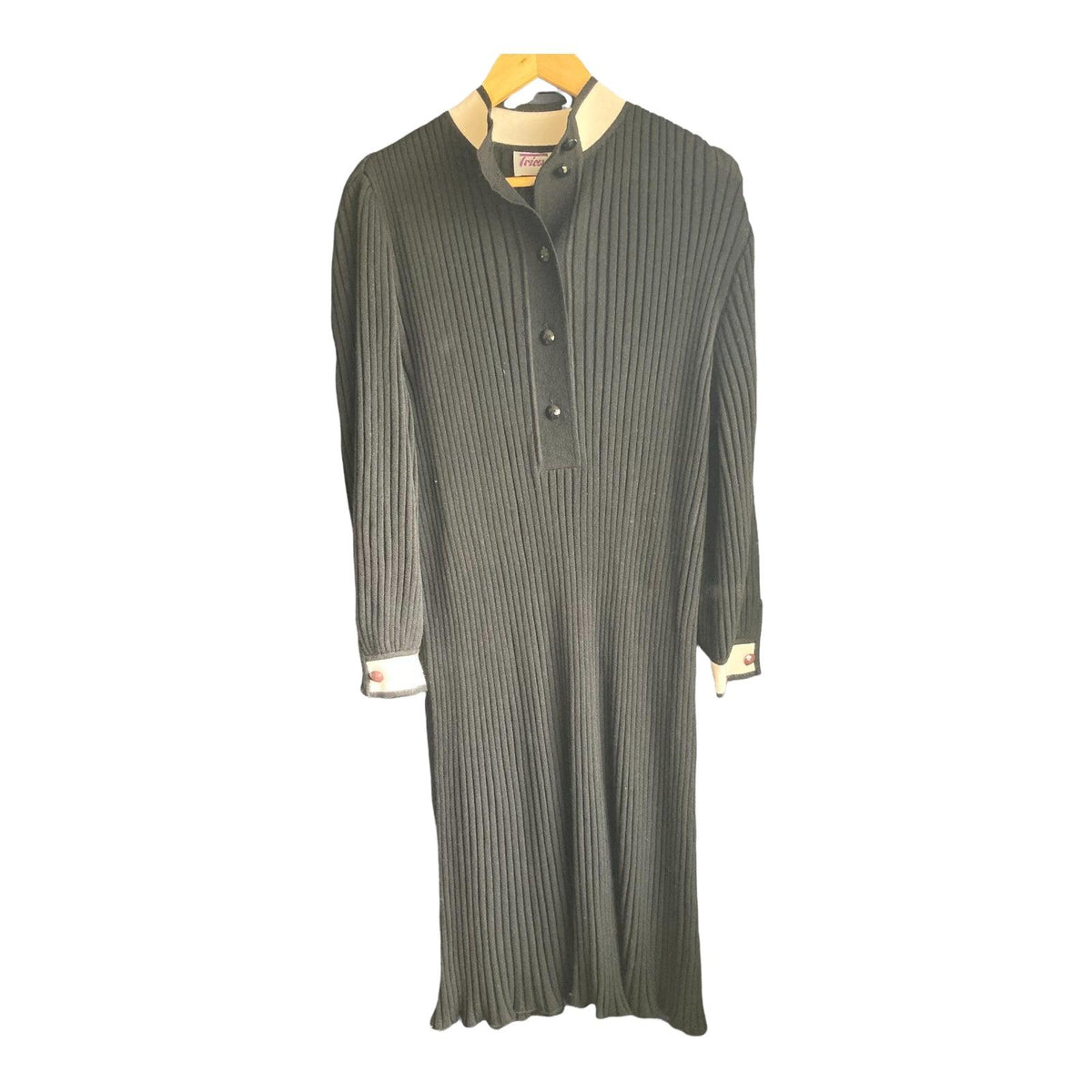 Tricoville Wool Mix Black And White Long Sleeved Dress UK Size 12 - Ava & Iva