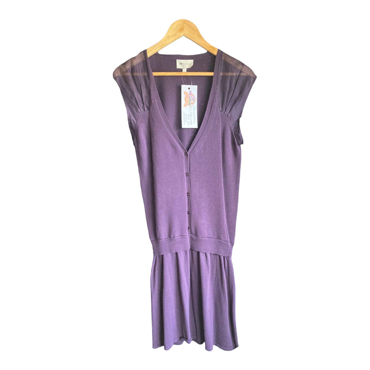 Vanessa Bruno Cotton Purple Capped Sleeve Dress Size 1 UK Size 8/10 - Ava & Iva