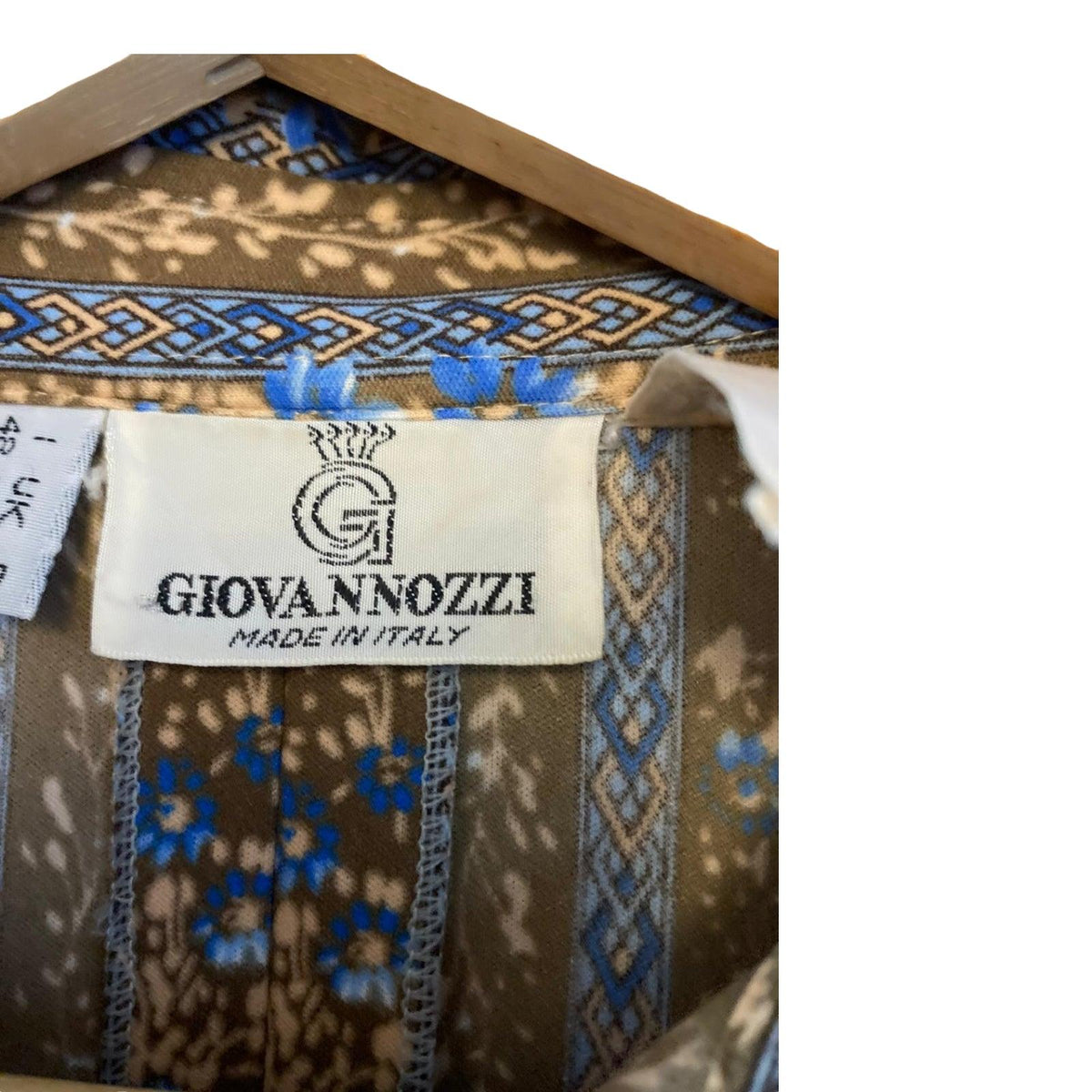 Giovannozzi Brown And Blue Long Sleeved Dress UK Size 14 - Ava & Iva