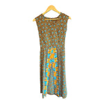 Vintage Cotton Orange and Blue Floral Sleeveless Dress UK Size 12 - Ava & Iva