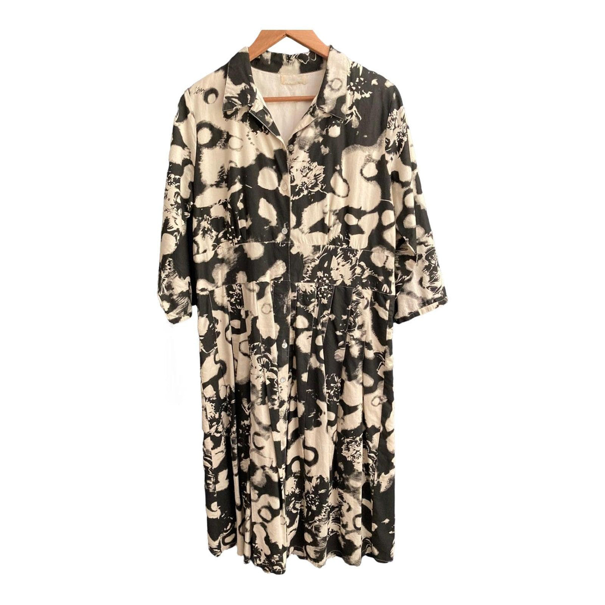 Lyigaard Cotton Black And White 3/4 Sleeved Dress UK Size 16 - Ava & Iva