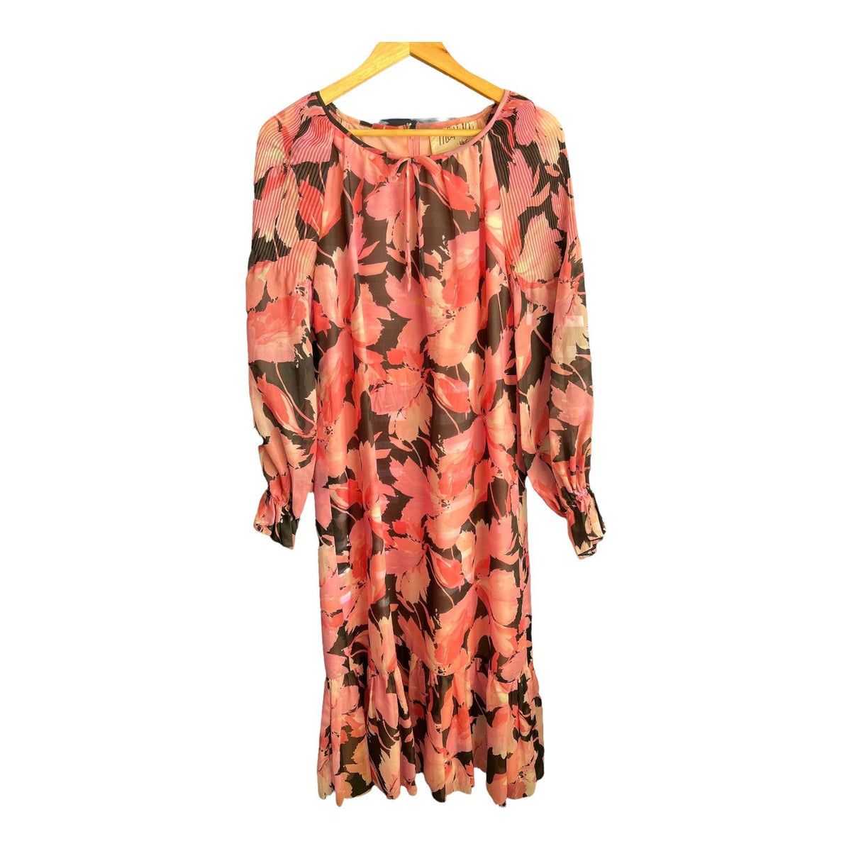 Kitty Copeland Pink Floral Long Sleeved Dress UK Size 14 - Ava & Iva