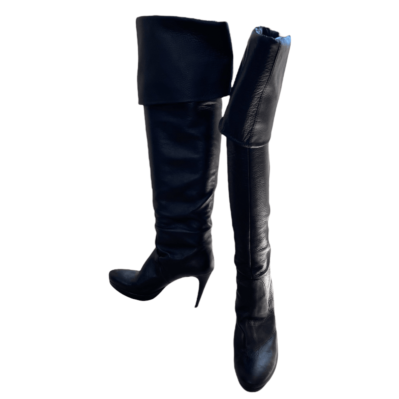 Pied a Terre Over the Knee Leather Boots Black UK 5 EU 38 - Ava & Iva