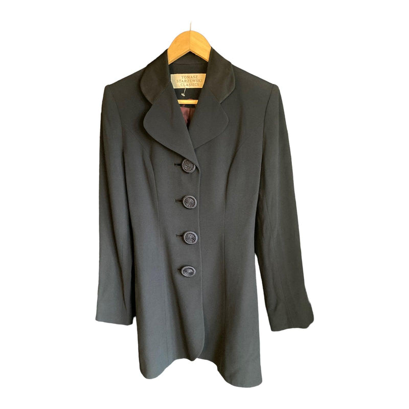Tomasz Starzewski Classic Crepe Navy Long Sleeved Blazer Style Jacket UK Size 8 - Ava & Iva