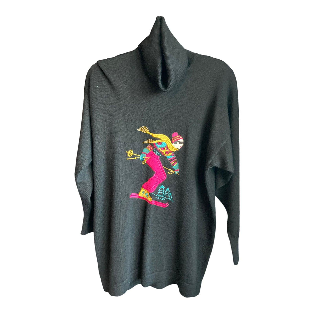 Jaeger Wool Black Long Sleeved Jumper Dress UK Size Medium - Ava & Iva