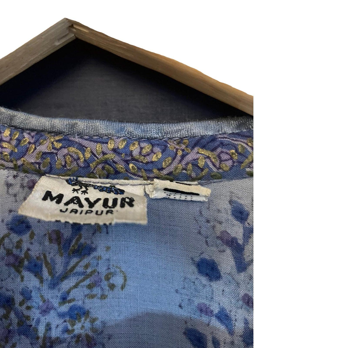 Mayur Cotton Light Blue Patterned Long Sleeved Dress UK Size 10 - Ava & Iva