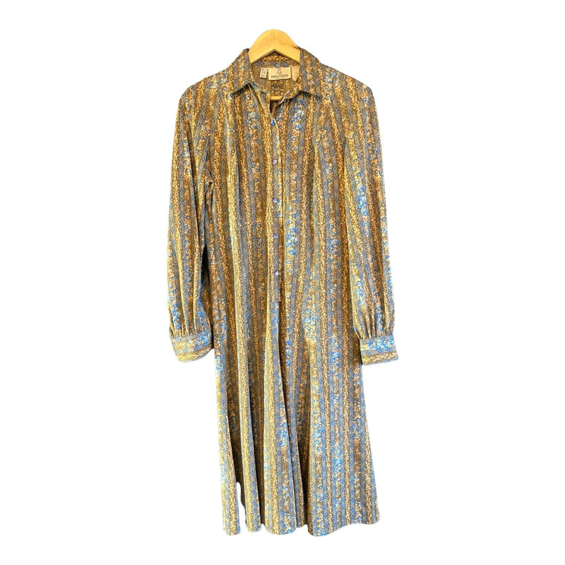 Giovannozzi Brown And Blue Long Sleeved Dress UK Size 14 - Ava & Iva