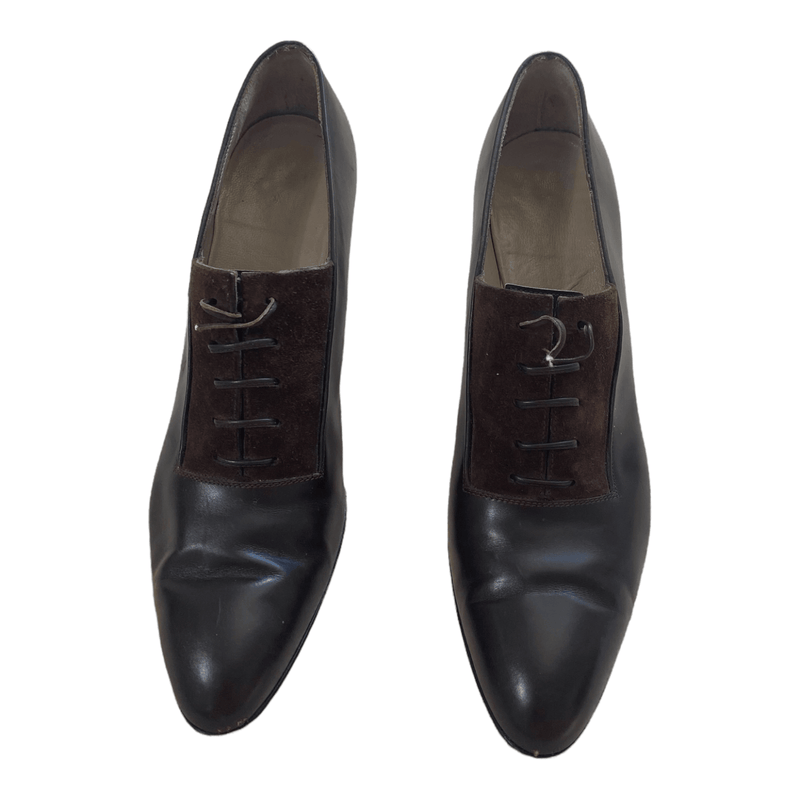Ferragamo Leather Brogue Shoes Leather Brown UK 6 - Ava & Iva