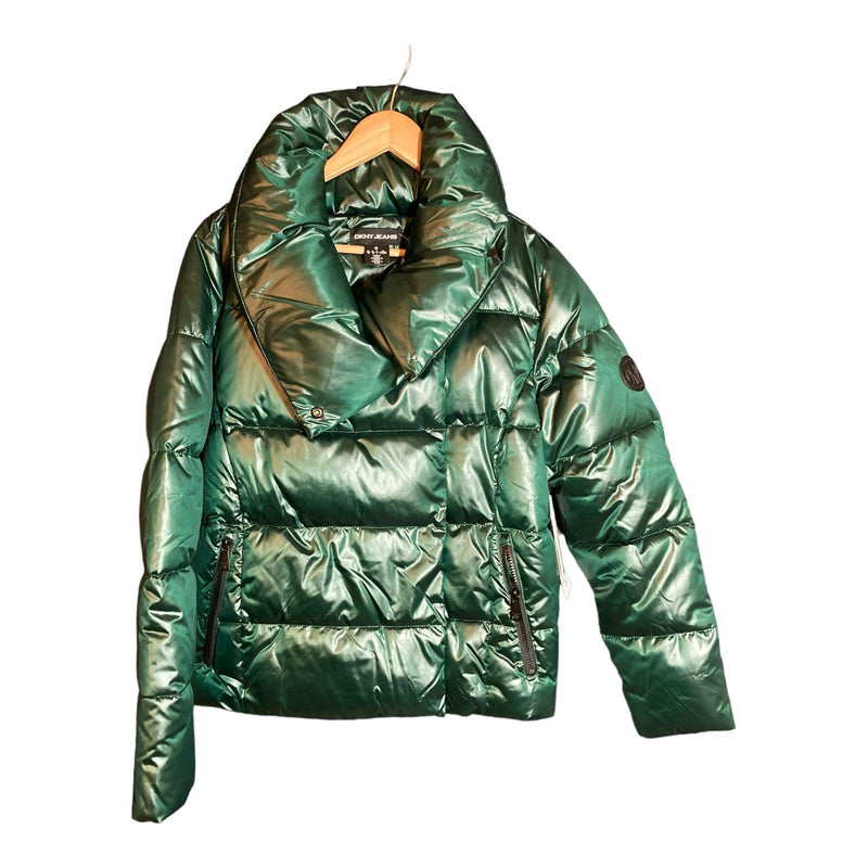 DKNY Green Puffer Style Long Sleeved Jacket UK Size Medium - Ava & Iva