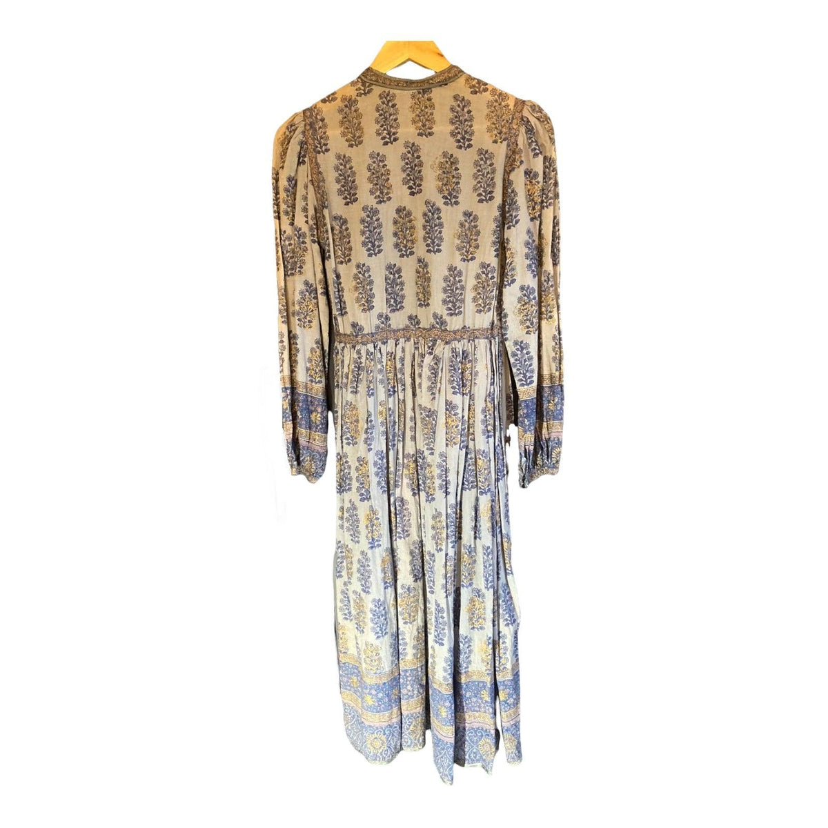 Mayur Cotton Light Blue Patterned Long Sleeved Dress UK Size 10 - Ava & Iva