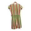 Vintage Cotton Green, Brown and Cream striped Short Sleeved Dress Size 40 UK Size 10 - Ava & Iva
