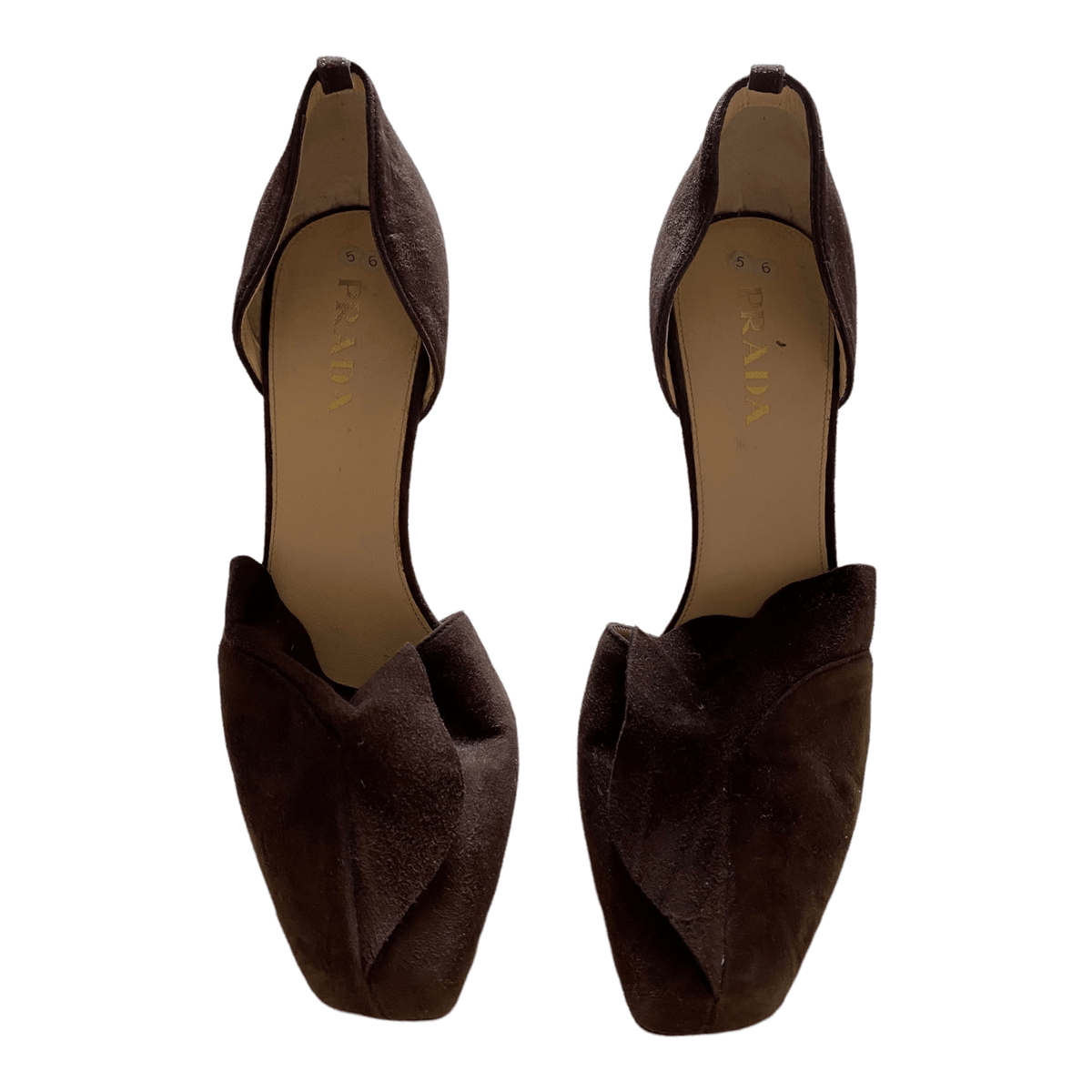 Prada Suede Block Heel Court Shoe Brown UK 5.5 EU 38.5 - Ava & Iva