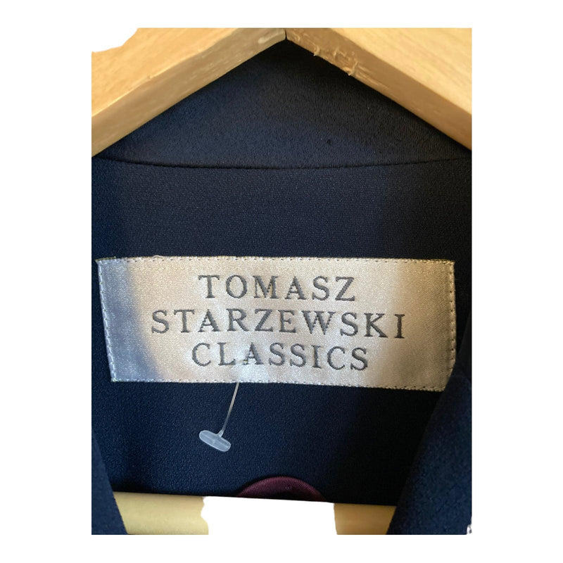 Tomasz Starzewski Classic Crepe Navy Long Sleeved Blazer Style Jacket UK Size 8 - Ava & Iva