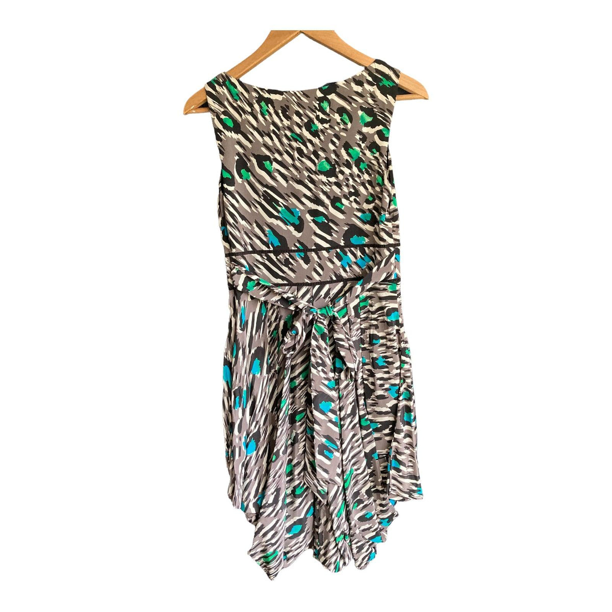 Coast Silk Grey Multi-Coloured Sleeveless Dress UK Size 8 - Ava & Iva