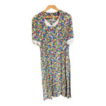 Nazy Cook Cotton Multi-Coloured Floral Short Sleeved Dress UK Size 16 - Ava & Iva