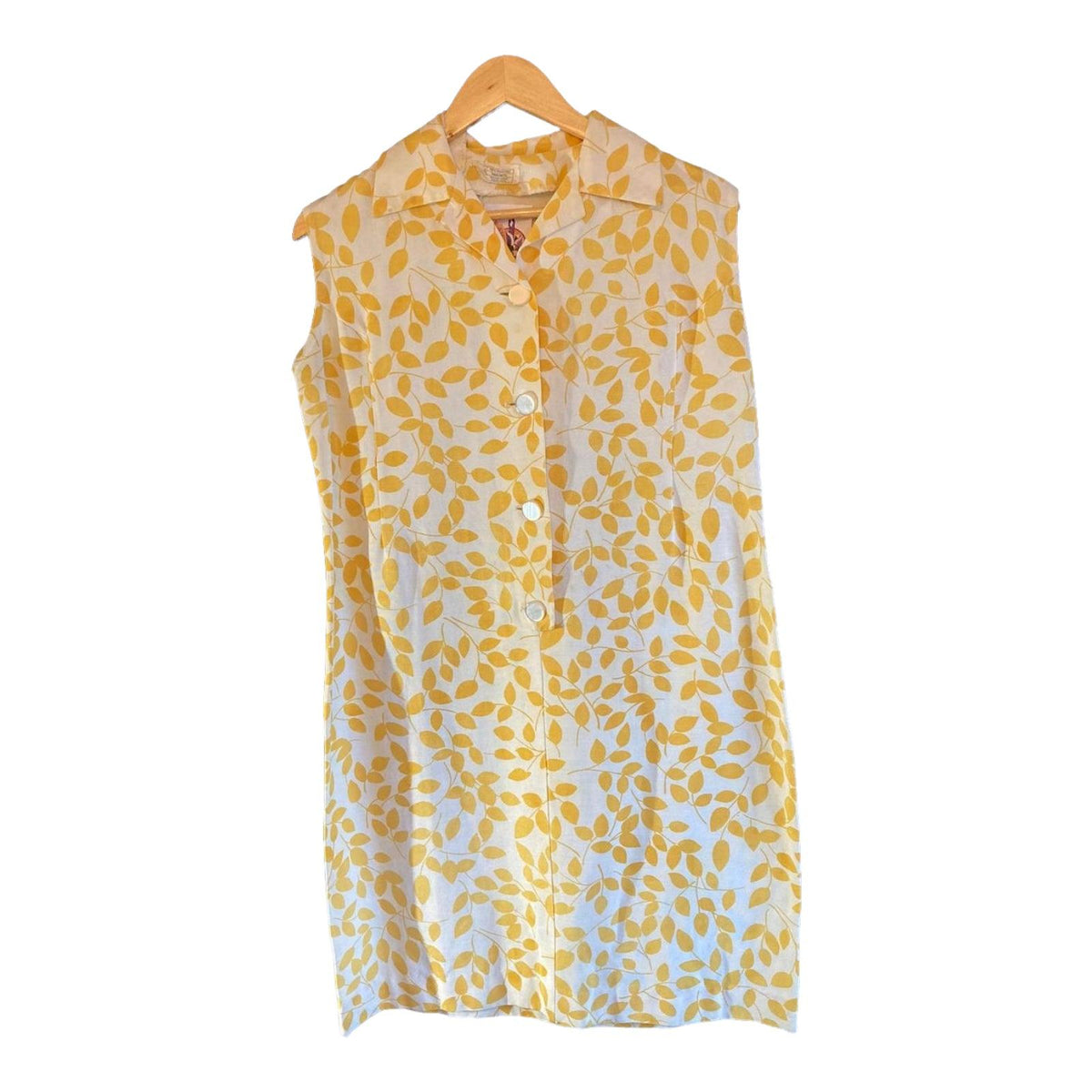 Vintage Yellow And White Sleeveless Dress UK Size 16 - Ava & Iva