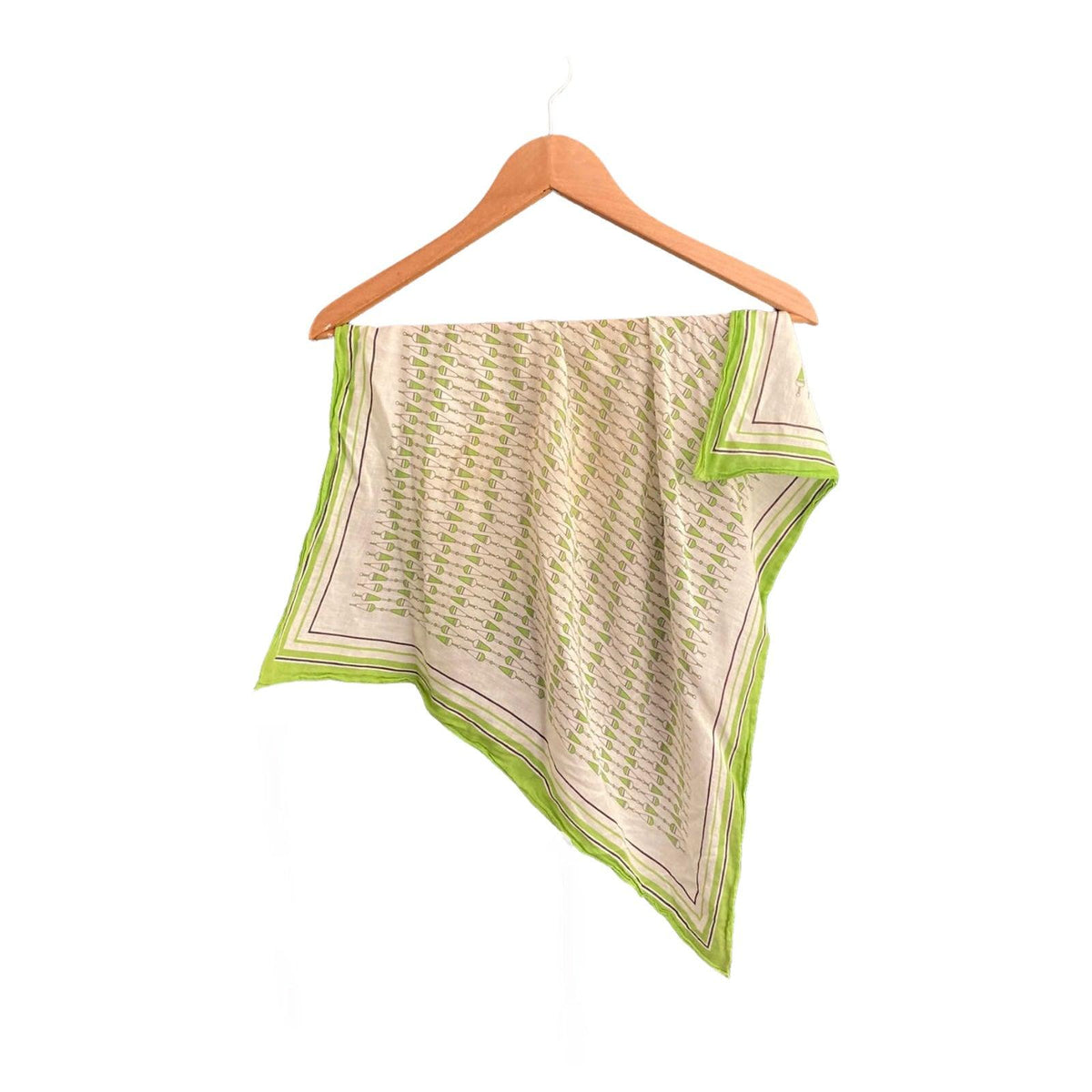 Giovvannozzi Cotton Cream And Lime Green Short Sleeved Dress With Matching Scarf UK Size 10 - Ava & Iva