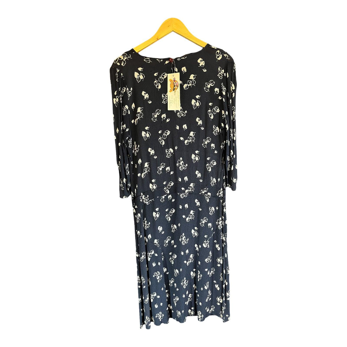 Vintage Navy And White Floral 3/4 Sleeved Dress UK 16 - Ava & Iva