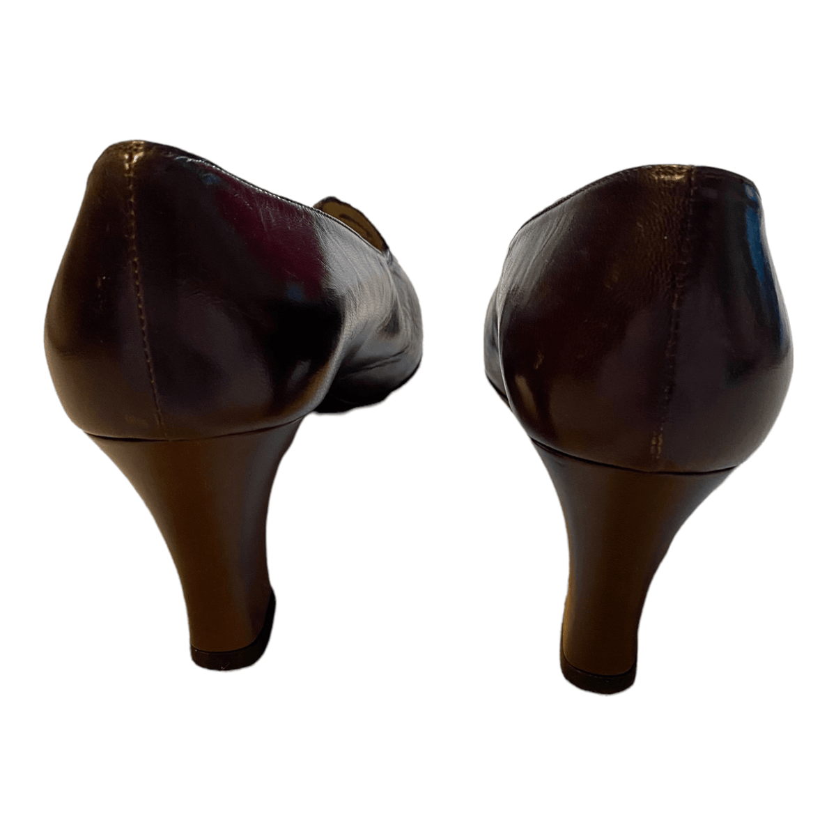 Pablo Zapatero Leather Block Heeled Court Shoes Brown UK 5.5 EU 38.5 - Ava & Iva