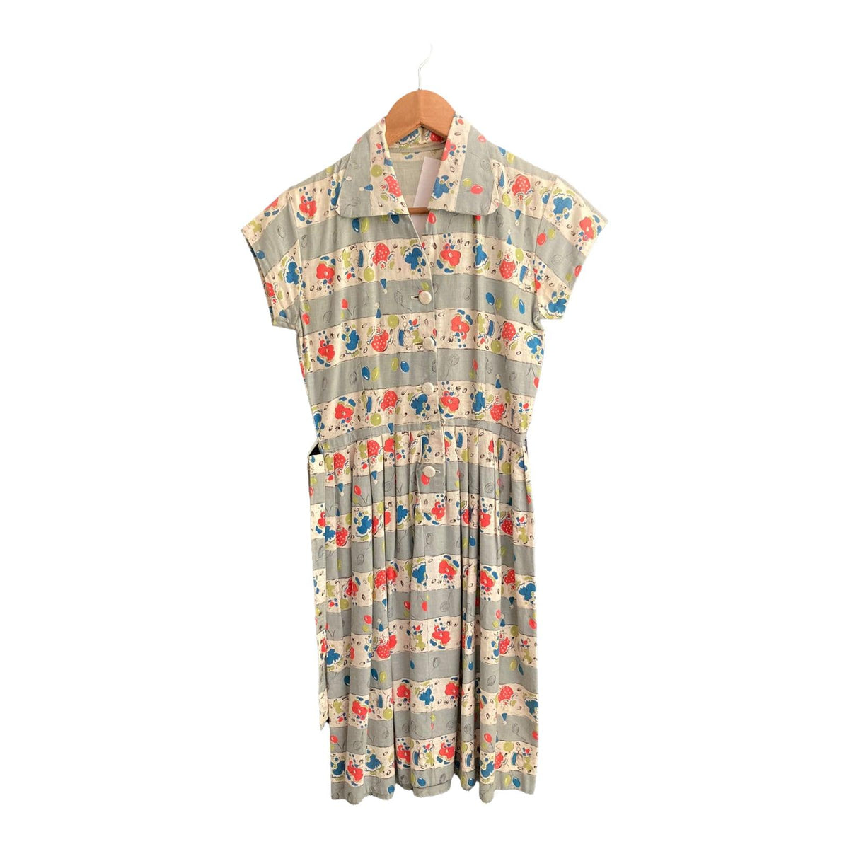 Vintage Cotton Patterned Short Sleeved Tea Dress UK Size 10 - Ava & Iva