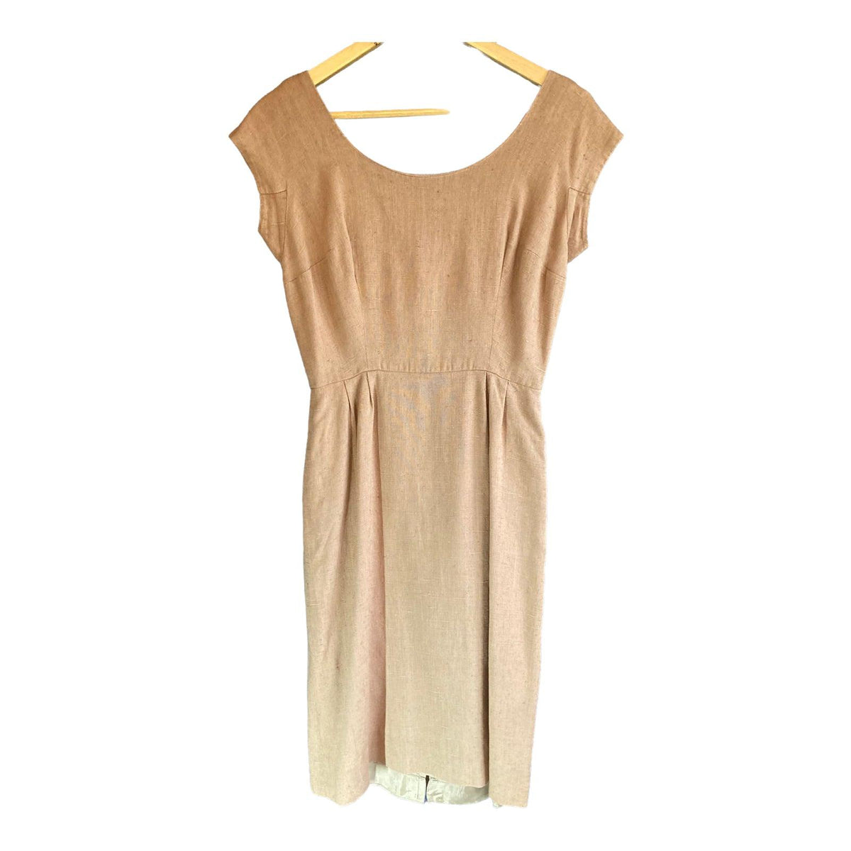 London Town Linen Taupe Cap Sleeved Dress UK Size 10 - Ava & Iva