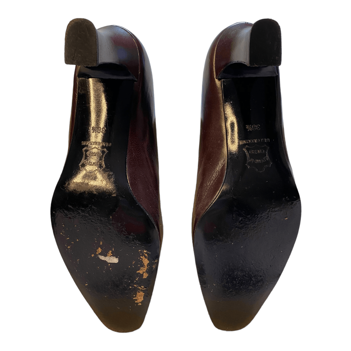 Pablo Zapatero Leather Block Heeled Court Shoes Brown UK 5.5 EU 38.5 - Ava & Iva