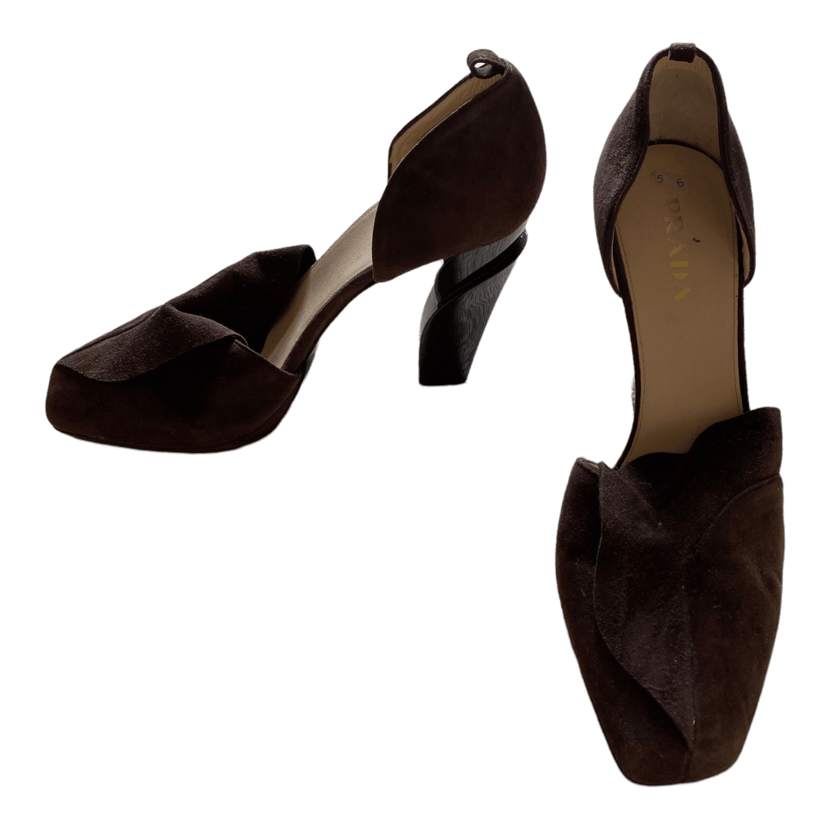 Prada Suede Block Heel Court Shoe Brown UK 5.5 EU 38.5 - Ava & Iva