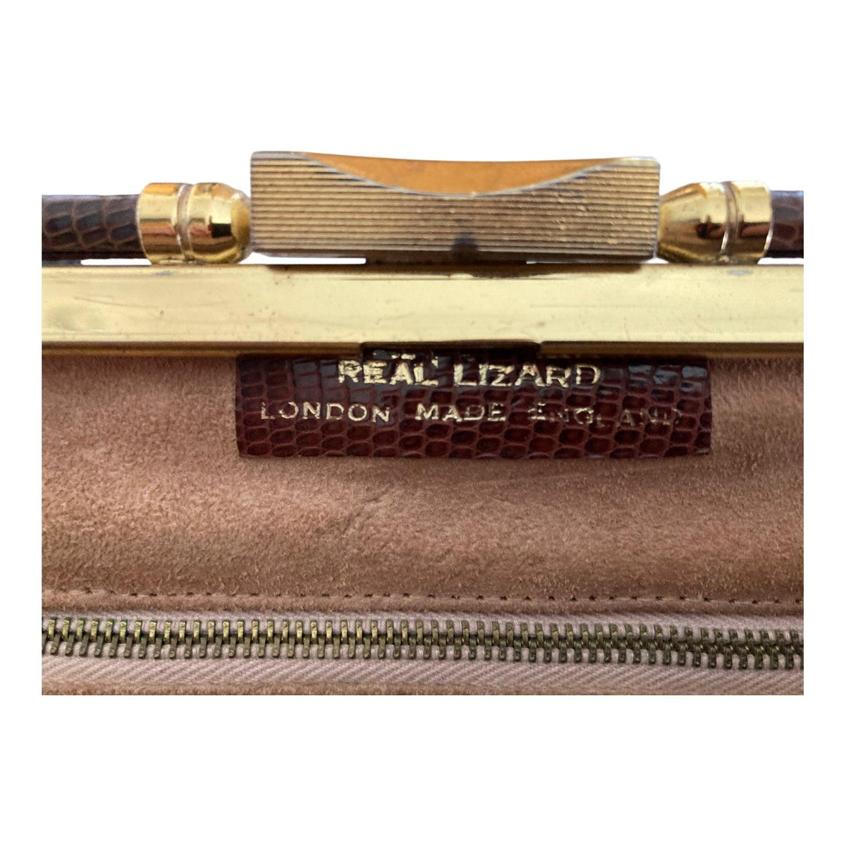 Vintage Genuine Lizard Brown Fixed Handle Handbag - Ava & Iva