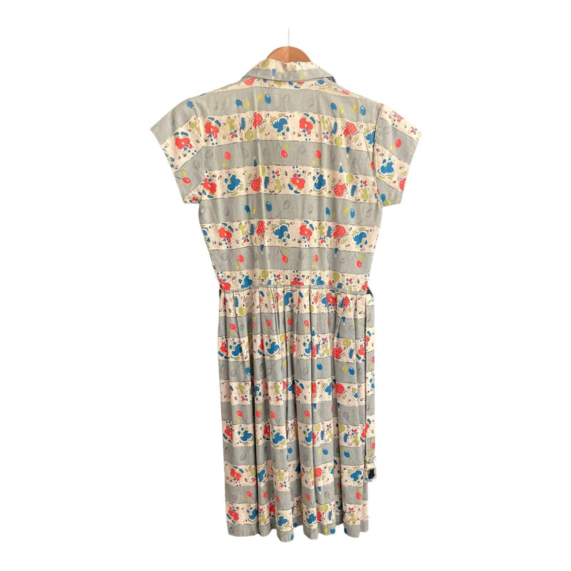 Vintage Cotton Patterned Short Sleeved Tea Dress UK Size 10 - Ava & Iva